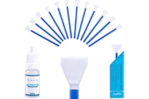 Lens-Aid – Kit de Limpieza con Espátulas y Líquido Limpiador para Sensor de cámara – para Réflex DSLR Full Frame Cuadro Completo, 12x Bastoncillos 12 mm en Microfibra, Embalajes Individuales