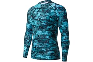 HUGE SPORTS Men's Splice UV Sun Protection UPF 50+ Skins Rash Guard Long Sleeves