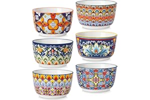 vancasso Ramequins Lot, 6 X 240 ML Ramequins et Moules à Soufflés en Porcelaine, Ramequin Creme Brulee pour Muffin et Gâteau, Ramequin Four à Crème, Sauce, Fruit, Ø10 CM - Style Bohème