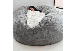 RTYHN Faux Fur Bean Bag,Adults Luxurious Giant 5/6/7ft Huge Bean Bag Chair,Ultra Soft Bean Bag Chair(No Filler)