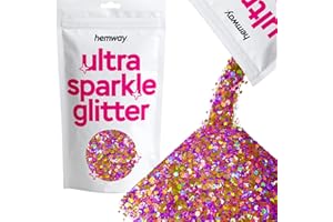 Hemway Or Violet Holographic Mix Glitter Chunky Multi Purpose poudre poussière Arts & Crafts Verre à vin Décoration Mariages Fleurs cosmétiques visage yeux Bod - 100 g