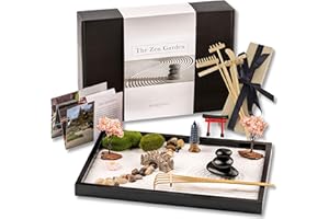 Island Falls Home Zen Garden Kit 28x20 cm, bellissimo set regalo giapponese per giardino roccioso, accessori per la casa, 15 caratteristiche, vassoio per la decorazione della stanza da meditazione