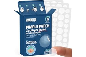 SERININA Pimple Patch Brufoli - Cerotti Idrocolloidali Acne Viso - Hydrocolloid Patches Ultrasottili - 108 Cerottini di 2 misure per brufoli grandi e piccoli