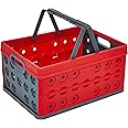 Cosmoplast 32L Foldable Basket, Collapsible Storage Crate, Red