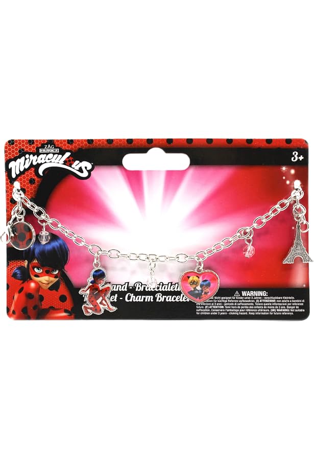 Parure Bijoux Miraculous Ladybug - Collier, Bracelet, 2 Bagues - Coffret Cadeau 12x4x18cm