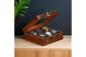 Royal Craft Expertise Boîte à montres pour homme – Boîtier en bois à 6 emplacements, marron vintage, organiseur de montres fait à la main pour femme, doublure en palissandre, verre
