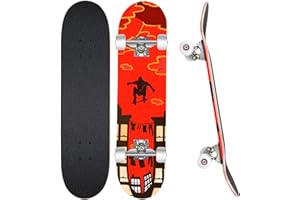 WeSkate Complete Skateboard 31"x8", 7 Layer Canadian Maple Double Kick Concave Standard Skate Boards Kids Beginners Trick Skateboard for Girls Boys Teens Youth Adult