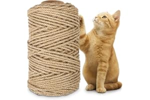Druuzyl Corda Tiragraffi per Gatti in Juta Naturale 100m x 6mm Corda di Sisal per Gatti, Refil per Tiragraffi Fai da Te per Arrampicata per Casa e Giardino Decorazioni
