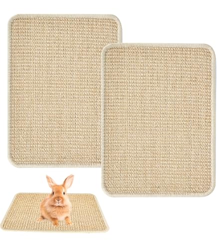 2 Stück Sisal-Kratzmatten 59,9x40,1 Cm – Rutschfeste Unterseite, Für Kaninchen, Nager, Als Käfigeinlage