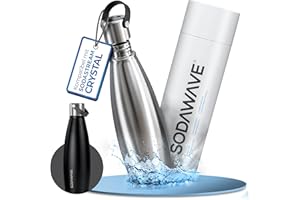 SODAWAVE® Trinkflasche Edelstahl extra groß [850ml] für SodaStream Crystal I 100% auslaufsichere Edelstahl Trinkflasche ideal für unterwegs I Extra großes Füllvolumen I nicht isoliert