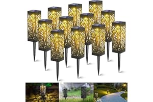 ‎KEFFLUM kefflum Solarlampen für Außen Garten, 12 Stück IP55 Wasserdicht,Lange Leuchtdauer 600mAh Akku Solarleuchten Garten Warmweiß, Gartenleuchten Solar für Terrasse Rasen Weg, Ohne Kabel
