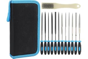 LROCOTANC Set di lime ad ago 13 pezzi – Lima di alta qualità per legno e metallo, incluso lime per chiavi e lime diamantate, ideale per officina e fai-da-te, con pratica borsa di stoccaggio