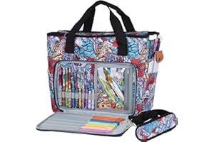 Coopay Borsa per Lavori a Maglia, Borsa per Maglieria, Borse Uncinetto per Lana, Borse per Progetti Artigianali con Tracolla, Gadget per Riporre Oggetti a Maglia, Borsa Organizer per Punto Croce