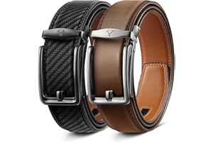 BULLIANT Cintura Uomo 2 Pezzi, Cintura Uomo Pelle Cricchetto Automatica Fibbia 35mm,Trim Regolabile per Adattars