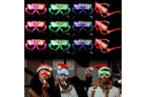 Itoyx 12Pcs 2025 LED Light up Glasses, New Year Glow in the Dark Party Supplies LED Glasses, Colorful Flashing Fancy Party Eyeglasses for Kids Adult Favors Decorations