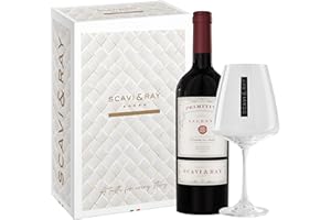 ‎SCAVI & RAY SCAVI & RAY Geschenkset – Primitivo Salento IGT Rotwein mit Designglas, 0,75L, 13% Vol. Alkohol – Kräftiger Rotwein aus dem Süden von Italien, stilvolle Geschenkbox für besondere Anlässe
