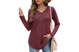 SAMPEEL Sweatshirt for Women Fashion Ladies V Neck Long Sleeve Tops Lightweight Jumper