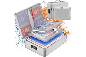 ‎ENGPOW Dokumententasche Feuerfeste mit Passwortschlüssel 3-lagige Aufbewahrungstasche Set zur Aufbewahrung von Diplomen,Zertifikaten,Pässen,Karten,Verträgen,Geschäftsbüchern,Juristischen Dokumenten,Memoiren