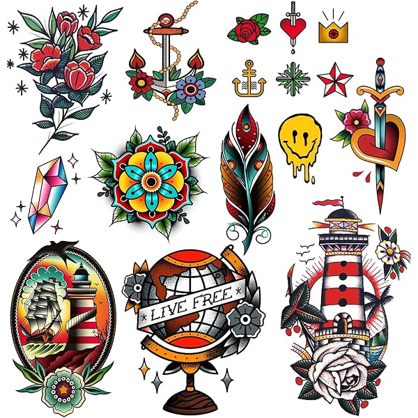 Tatsy Temporäre Rock'n'Roll Tattoos – 14-teiliges Set Für Partys & Verkleidungen