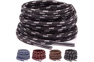 Miscly Cordones Redondos para Botas de Trabajo y Zapatos de Senderismo [3 pares] Trenzas Resistentes de 3mm de Diámetro