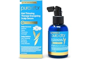 PURA D'OR Hair Thinning Therapy Energizing Scalp Serum Revitalizer, Infused with Organic Argan Oil, Biotin & Natural Ingredients, 4 Fl Oz