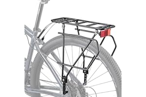 CXWXC Rear Bike Rack with Basket - Bike Cargo Rack for Disc Brake/Non-Disc Brake Mount - Bicycle Pannier Rack, Touring Carrier Rack fit 26”-29” and 700c