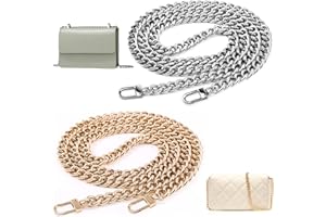 OKOSS 2 Pezzi Catena Borse in Metallo.Catena Borsa Tracolla 120 cm.Tracolla a Catena di Ricambio per Borse.Cinturino Catene per Borsette.Catena per Borsa con Quadrato Fibbie.Colore Argento/Oro