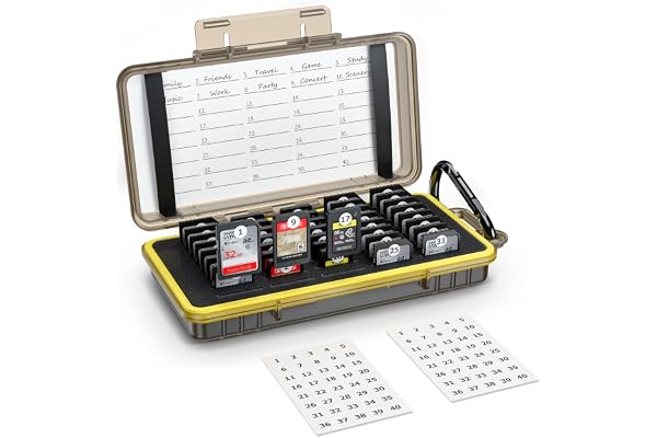 KIWIfotos Étui pour Carte mémoire 40 emplacements résistant à l'eau pour 40 Cartes SD SDXC SDHC/NS (Nintendo Switch) /Sony PSV PS Vita, Carte SD