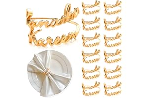 12 Stücke Serviettenringe Ramadan Kareem Deko Gold Serviettenschnalle Metall Serviettenringe für Islam Muslimische Deko Ramadan Kareem Eid Mubarak Partydeko Esstischdeko (Gold)