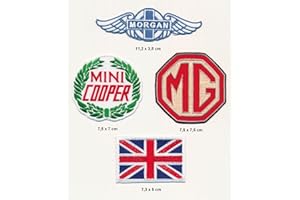 RACING CLASSICS Mini Cooper MG Morgan Lot de 4 écussons thermocollants pour voiture