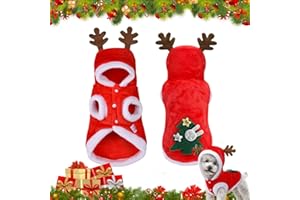 Cykapu Christmas Pet Clothes, Dog Cat Hoodie Christmas Costume, Elf Santa Hat, Christmas Puppy Jumpers, Cartoon WInter Warm Puppy Cat Dog Clothes (X-Small)