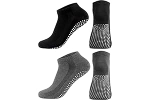 EQLEF Skarpety antypoślizgowe męskie, EU rozmiar 41-43 Skarpety antypoślizgowe Skarpety Skarpety męskie do pilatesu Ćwiczenia sportowe do domu szpitala, czarny i szary, 41-43 Plus