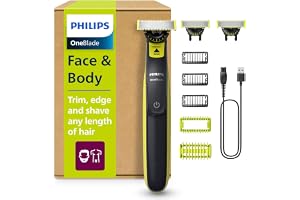 Philips OneBlade Hybrid 360 Blade Technology Electric Shaver for Face & Body, Beard Trimmer/Groomer with 3 x 360 Blade, 3 x S