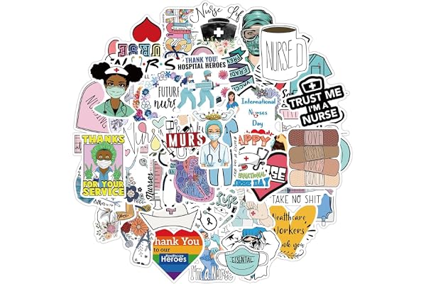 Nursing Stickers, 50 Pcs Nurse Car Decal, Nursing Stickers Decals | 1.18-2.36in Nurse Stickers, Nursing Stickers Decals For Laptops And Water Bottles, Nurse Accessories For Work