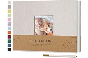 Vienrose Album Photo Adhesif 10x15 Petit Album Photo en lin 60 pages, 21,5x30 cm Album Photo Scrapbooking avec Stylo à Bille, DIY Livre Photo pour Mariage Bébé Famille Voyage Blanc