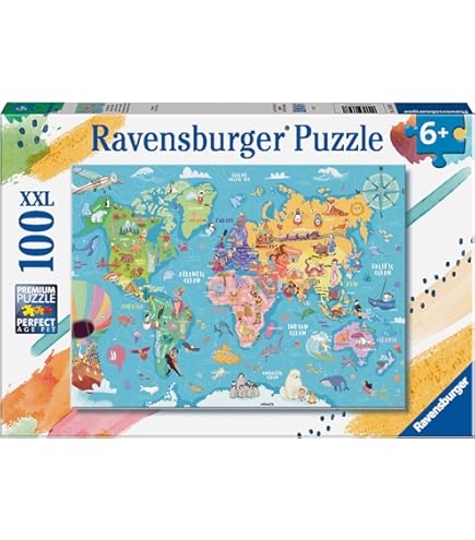 Nathan - Puzzle Enfant - 150 Pièces - Carte Du Monde - Filles Ou Garçons Garçon Ou Fille Dès 7 Ans - Puzzle De Qualité Supérieure - Carton épais Et Résistant - Cartographie - 86806