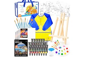 69 Pack KidsPaint Set - Shuttle Art Art Set for Kids with 30 Colors Acrylic Paint, Wood Easel, Canvases, Painting Pad, Brushe
