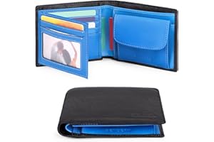 SENDEFN Portafoglio Uomo Bifold Vera Pelle, 10 Porta Carte di Credito Blocco RFID Portafoglio per Uomo con Tasca Portamonete, 2 Scomparti Banconote