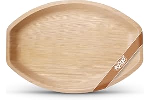 FOOGO Green 10 Bandejas Desechables de Hoja de Palma, Grandes Ovaladas de 14"x10" (35 cm x 25 cm), Platos de Entrada, Canapés, Platos de Comida Caliente Resistentes, Bandejas de Comida Ecológicas