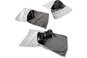 Lens-Aid woreczek-owijka z mikrofibry do aparatów i obiektywów – ultralekka ochrona w podróży, elastyczny pokrowiec, Zestaw 3 sztuk (S, M, L)