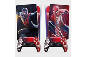 FFRAME PS5 Skin Spider Sticker, Aufkleber für Playstation 5r, Konsole und Controller, Standard Edition Disc, Skin Miles Moralles (2 Controller)