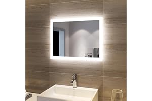 SONNI LED Badspiegel mit Beleuchtung 60×50 cm Badezimmerspiegel mit Beleuchtung Kaltweiß, LED Badspiegel für Badezimmer, vertikal und horizontal Montage IP44 Wasserdicht