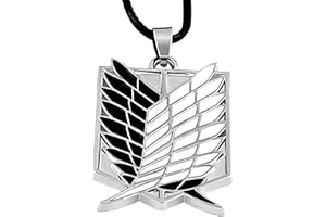 Hanessa Imitation Leather Necklace Anime Attack on Titan Wing Pendant Blue White Gift For Boys/Girls/Teenagers/Anime Fan/Japanese Comic