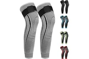 Ruilala Lot de 2 genouillères longues - Compression - Respirantes - Pour hommes et femmes - Réglables - Pour la course, le sport, le LCA, l'arthrite, le ménisque