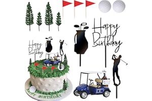 Xsstarmi 13 Pack Golf Cake Topper 3D Golf Ball Golfers Acrylic Cake Pick Golf Cart Cake Decorations for Golf Theme Baby Shower Happy Birthday Party Cake Decoration Supplies