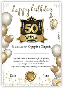 Biglietto Auguri 50° Compleanno Divertente – Fifty's Not Old, It's Just Extra-Mature – 15x15 Cm