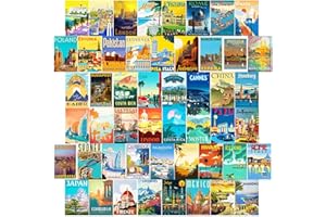 HUIPALON World Travel Postcards 50 Pcs Travel Landscape Postcards Vintage Paper Post Cards from Famous Landmarks and Sites Around the World for Wall Decor Scrapbooking Greetings (4 x 6 inch)
