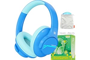 Steellumen Casque Bluetooth sans Fil Enfant, Mode ANC, Casque Anti-Bruit Enfant Audio, 40 Heures de Temps de Lecture, Type C Charge Rapide, Limite de Volume 74/85/94 dBA, pour école/Voyage