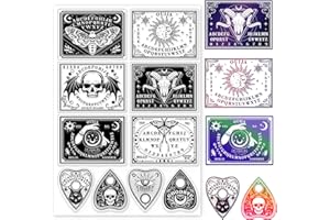 GLOBLELAND Moth Skeleton Clear Stamps Witch Magic Cat Skeleton Crystal Ball Transparent Stamp Seals for DIY Scrapbooking Journals Decorative Cards Making Photo Album DIY Craft