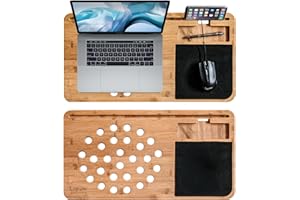 mikamax - Lapzer Laptop Schreibtisch - Bambus - Luftlöcher - Betttisch - Laptoptisch - Knietablett - Schoßtablett - 59 x 31 x 2 cm